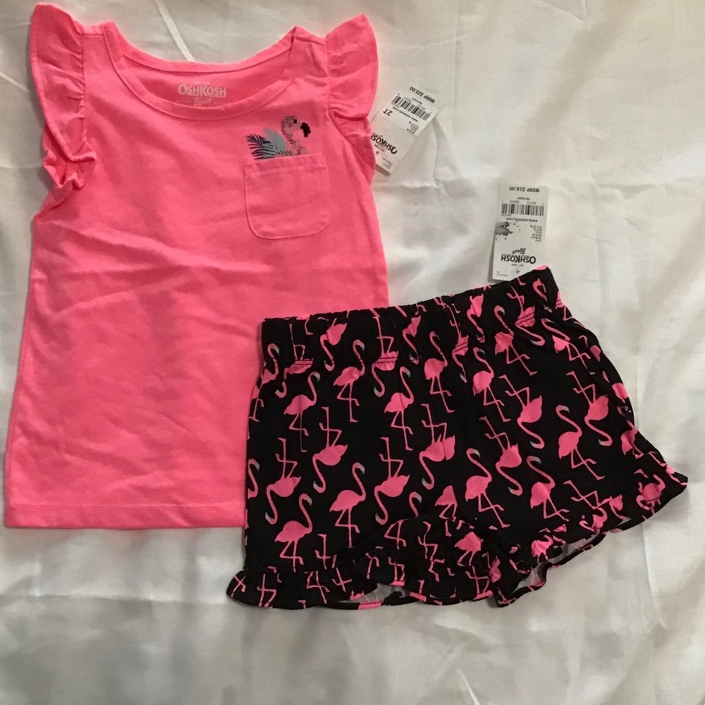 Toddler girl shirt and shorts set hot pink 2T